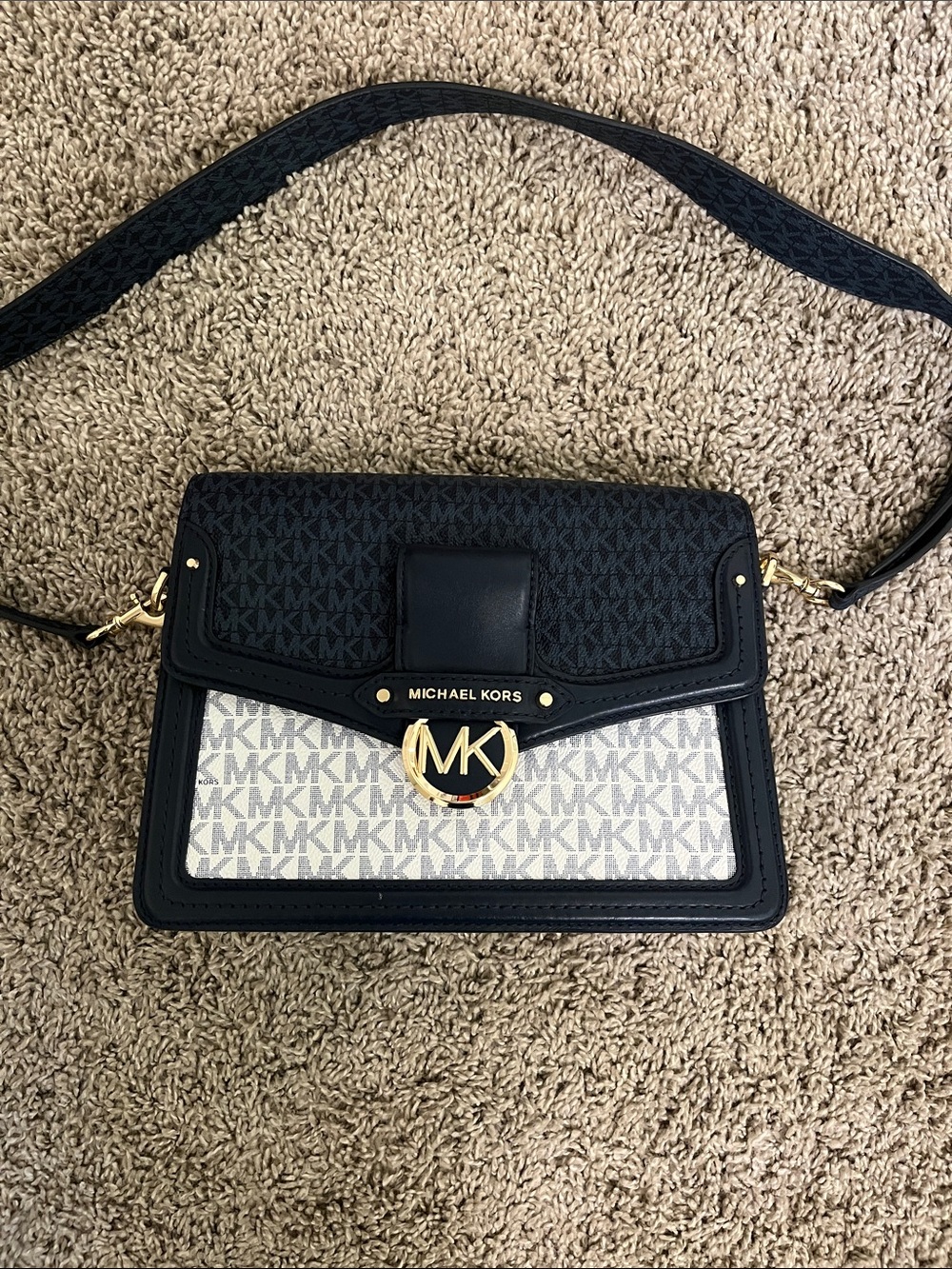 Michael Kors Jessie Medium Two-Tone Logo Shoulder Bag